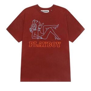PLAYBOY X PACSUN NWT Brick Red Embroidered Crewneck T-Shirt M